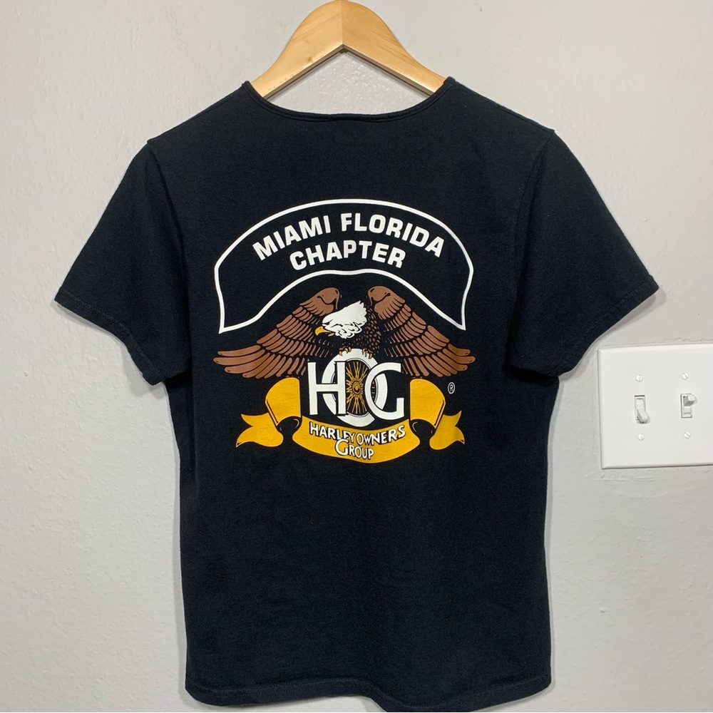 Harley Davidson‎ Owner’s Group HOG Miami Florida Eagle Black Tee